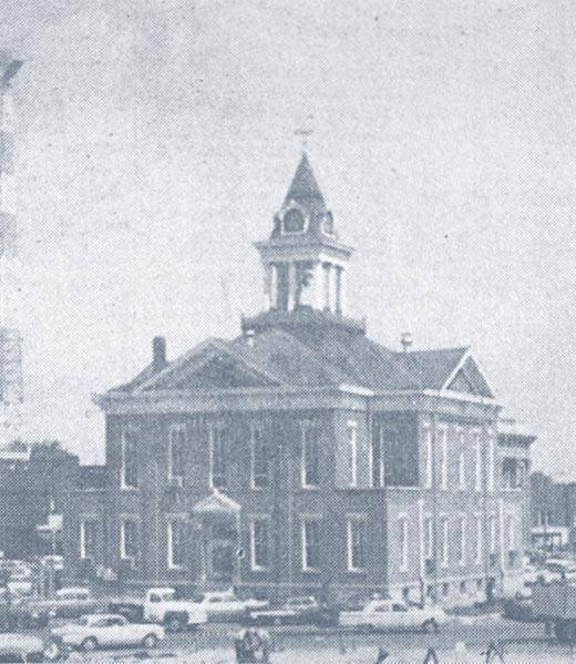 A historic image of the Marion courthouse and tower, showing the Marion USA 250 lineage
